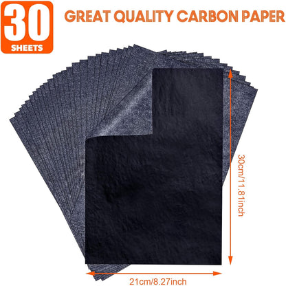 Carbon Paper for Tracing Graphite Transfer-Paper - PSLER 30 Pcs Black Graphite Paper for Tracing Drawing Patterns on Wood Projects Canvas Fabric Artist Lettering Sketch Drawing A4 8.27 X 11.81 Inch
