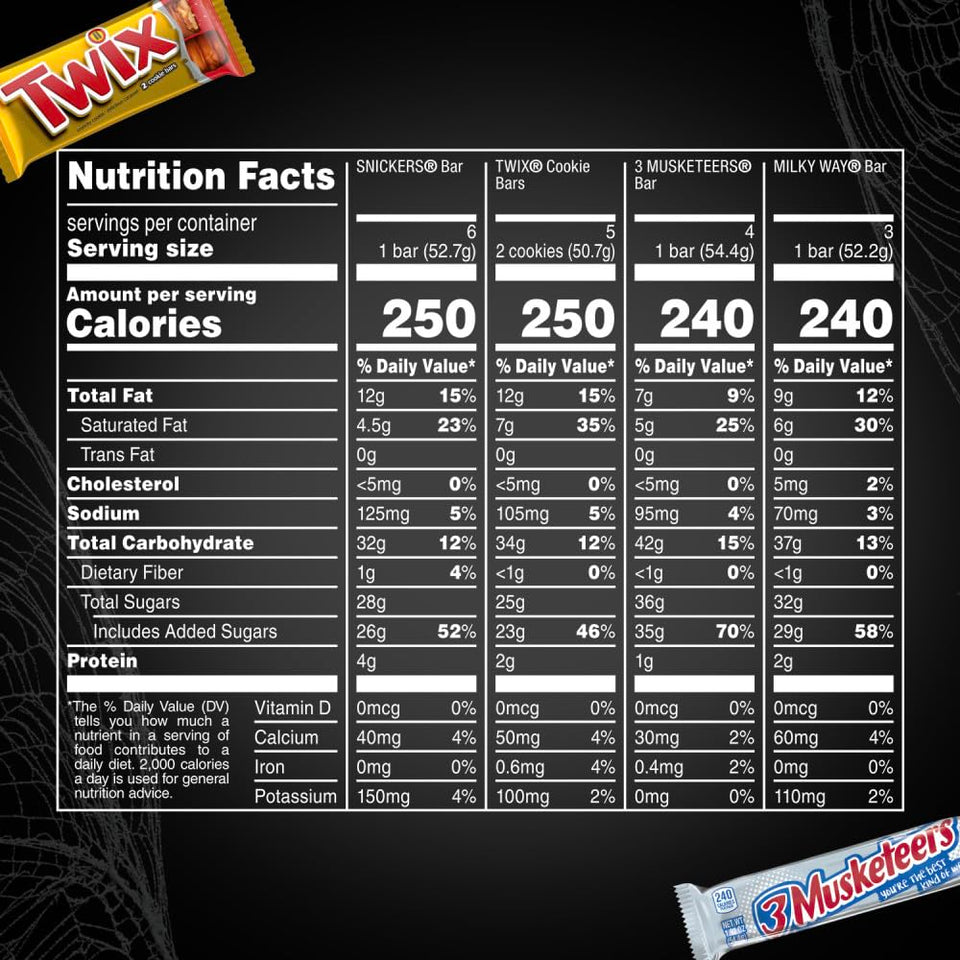 snickers, twix, milky way & 3 musketeers individually wrapped full-size milk chocolate candy bars bulk assortment 33.31 oz 18 bars
