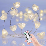 Valentine’s Day Fairy String Lights - 10.5 ft 30 LED Pink Heart Battery Operated Fairy Lights with Timer and Remote, Twinkle Heart Lights for Wedding DIY Indoor Christmas Gift Valentine's Day