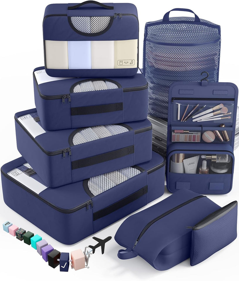 vekens 8-set packing cubes nylon organizer bags for beach vacation cruise ship travel essentials suitcase