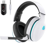 Gtheos 2.4GHz wireless gaming headset for ps5, ps4, nintendo switch and pc with noise canceling mic and 40+hr battery life - white