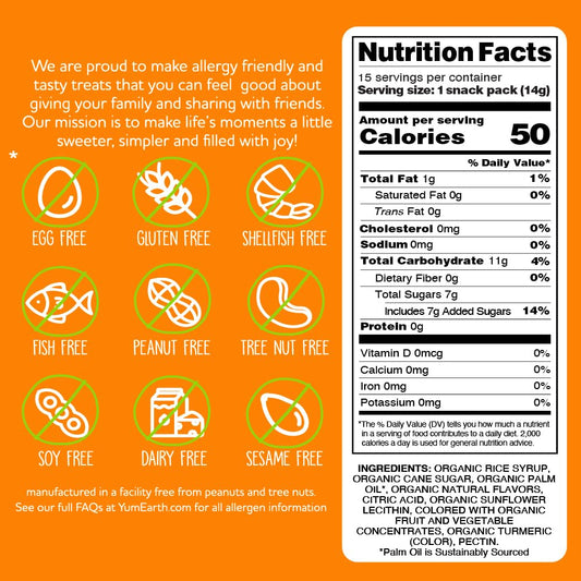 yumearth organic chewy fruit flavored candies assorted 7.5oz allergy friendly gluten free