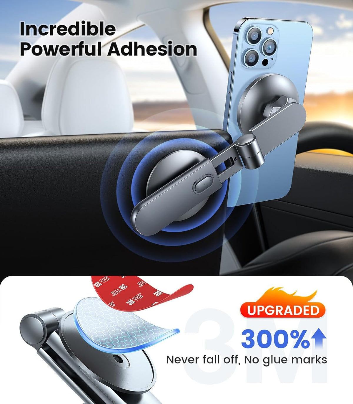 VICSEED Tesla Phone Mount【Strongest Magnet Power】Foldable Hidden Tesla Phone Holder Fit for All Phone, Tesla Model 3 Model Y for MagSafe Car Mount, Tesla Model 3 Accessories, Tesla Model Y Accessories