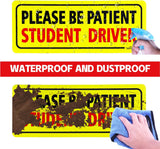 JUSTTOP 3pcs student driver car magnet in black and red, reflective, waterproof, 3-pack for bumper stickers
