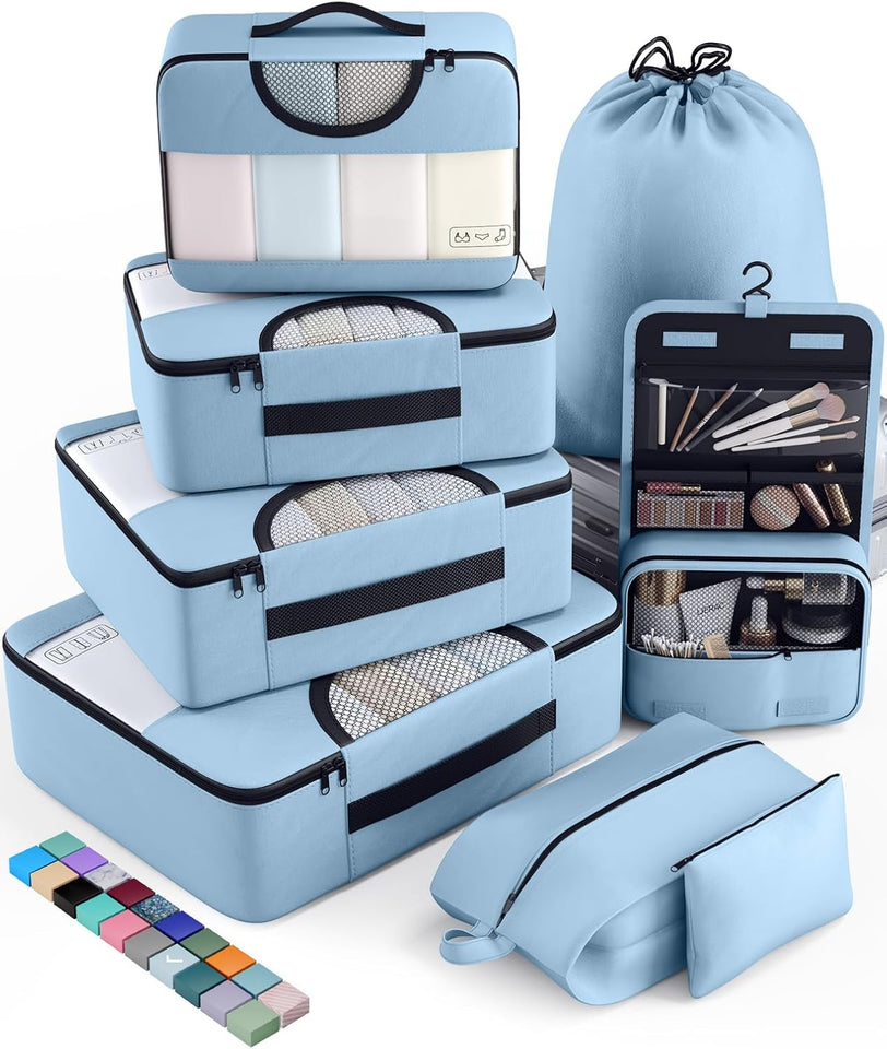 vekens 8-set packing cubes nylon organizer bags for beach vacation cruise ship travel essentials suitcase