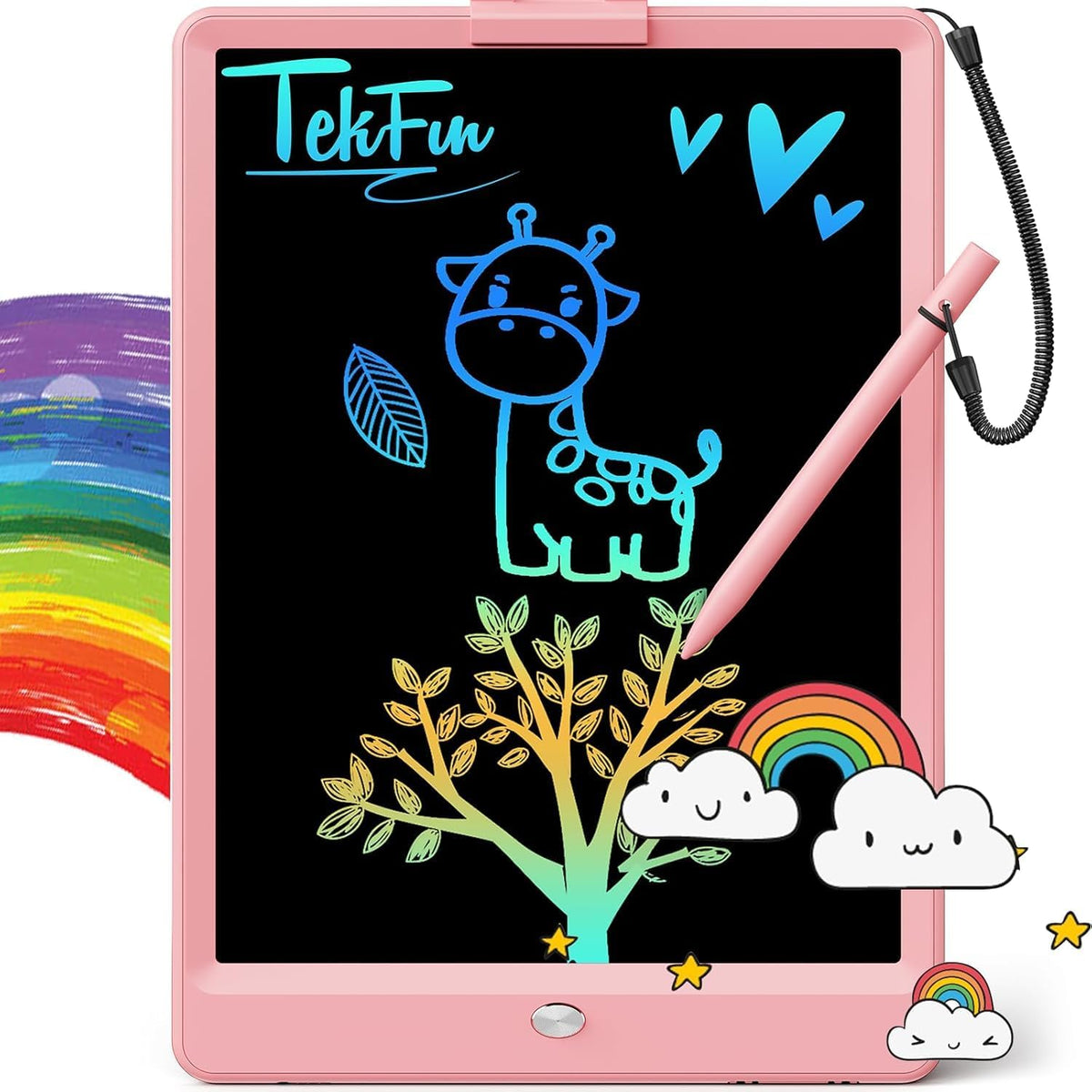 TEKFUN LCD Writing Tablet for Kids, 10-inch Coloring Drawing Pad, Mess Free Doodle Board, Easter Gifts for Girls and Toddlers, Toys for 3 4 5 6 7 8 Year Old Boys (Pink)