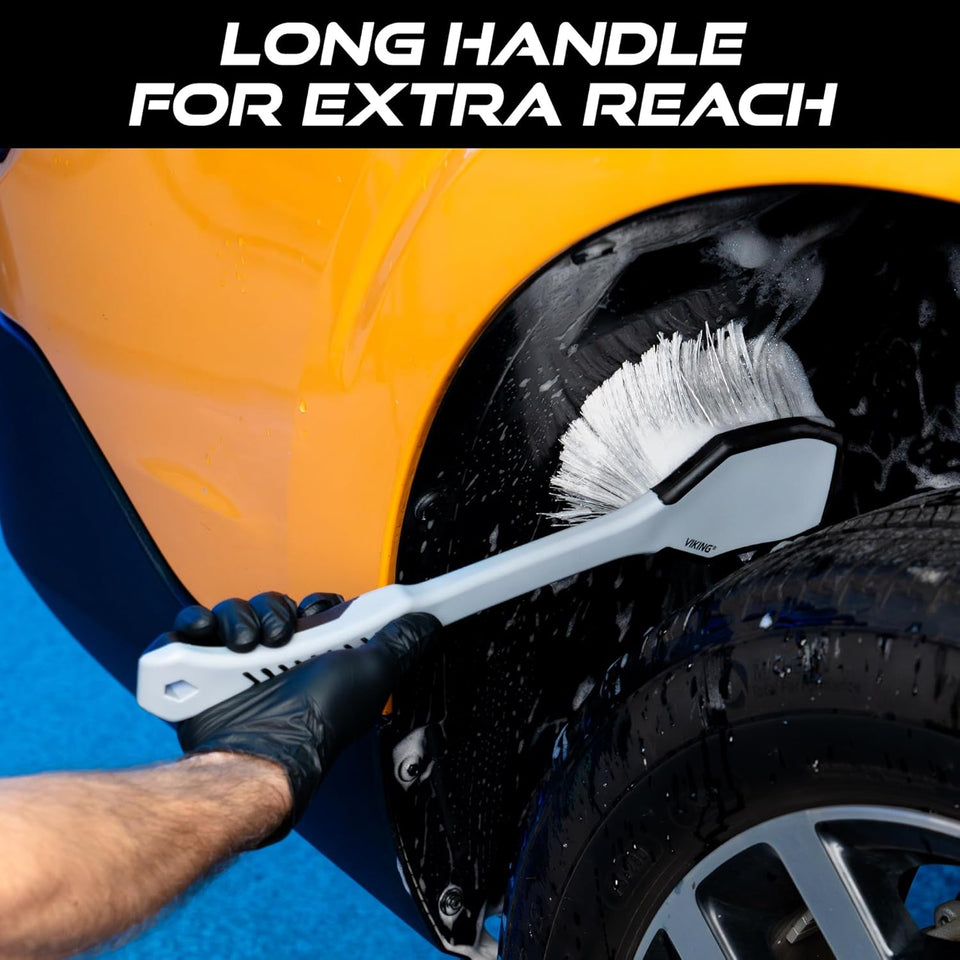 VIKING 16.5 inch grey/black car wash brush with long handle for car detailing and outdoor use