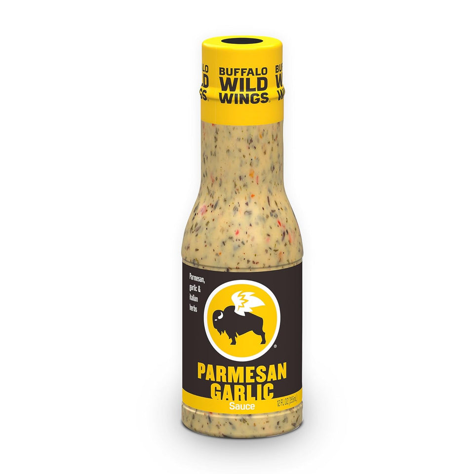 Buffalo Wild Wings Parmesan Garlic Sauce, 12 fl oz, Italian Herbs, Parmesan Cheese, Garlic, Dipping Sauce, Marinade, Topping, Seasoning