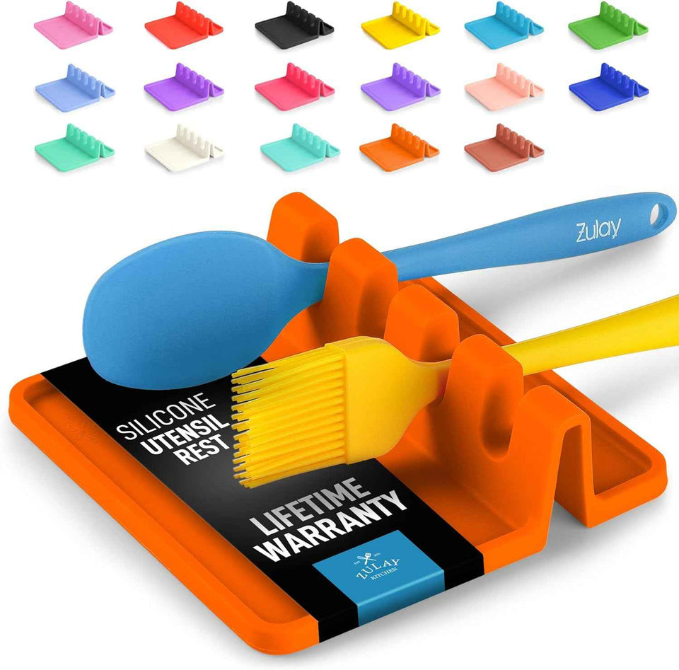 Silicone Utensil Rest with Drip Pad for Multiple Utensils, Heat-Resistant, BPA-Free Spoon Rest & Spoon Holder for Stove Top, Kitchen Utensil Holder for Spoons, Ladles, Tongs & More - by Zulay