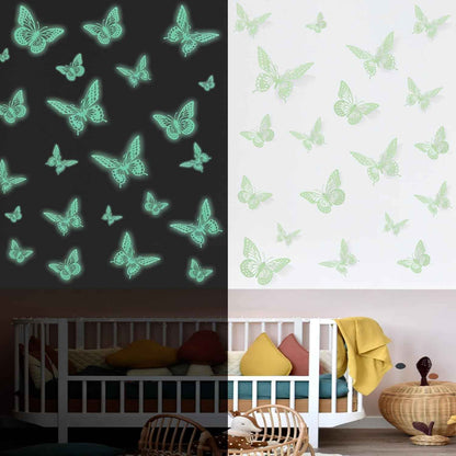 SAOROPEB 3D Butterfly Wall Decor - 48 Pcs, 4 Styles, 3 Sizes, Gold Butterfly Decorations for Birthday & Party Celebrations, Removable Stickers