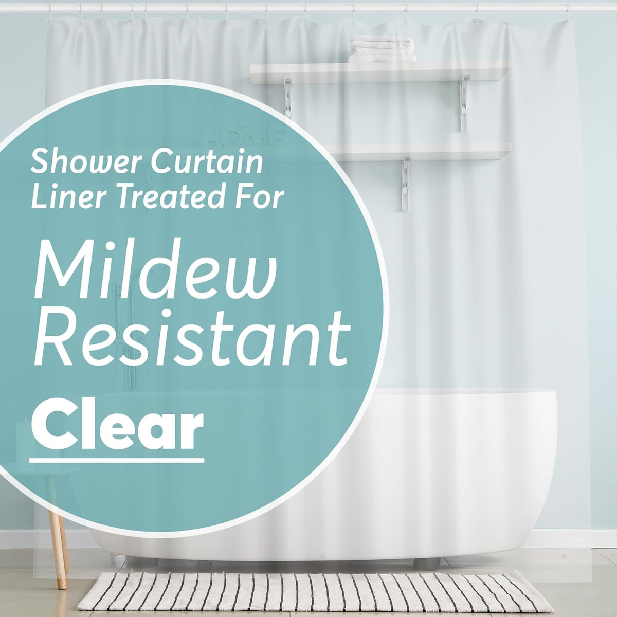 BigFoot Clear Shower Curtain Liner - 72x72 Odorless Plastic with Magnets, Washable Long Bathroom Curtain - Premium PEVA Waterproof Bath Shower Liner, Rust-Proof Bathroom Essentials
