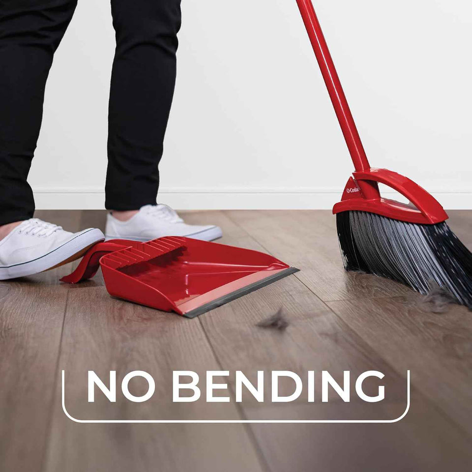 O-Cedar Pet Pro Broom with Step-On Dustpan | Remove 99% with One Sweep | DustPan Removes 3 Times More Pet Hair | Quiet Cleaning Tool for Cat and Dog Owners