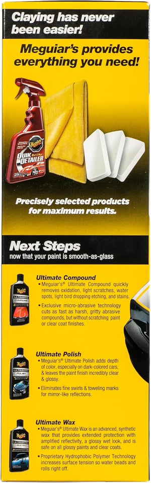 Meguiar's G191700 smooth surface clay kit for safe and easy car claying, glass finish results