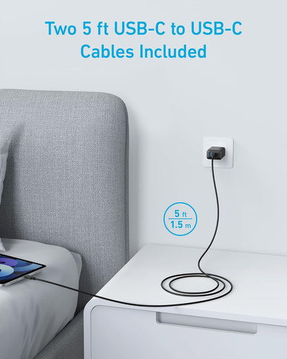 Anker iPhone 17/16 Charger, 2-Pack 20W Fast USB C Charger Block, for iPhone 16/16 Pro Max/15 Series/iPad Pro and More (Black, 2 Pack & 2 Cable)