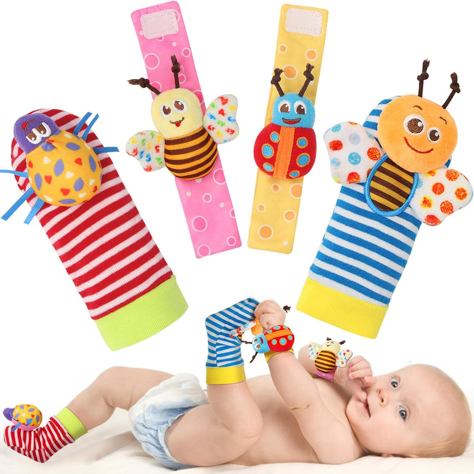 Bloobloomax soft rattle socks and foot finder set for infant girls and boys 0-36 months, baby shower gifts