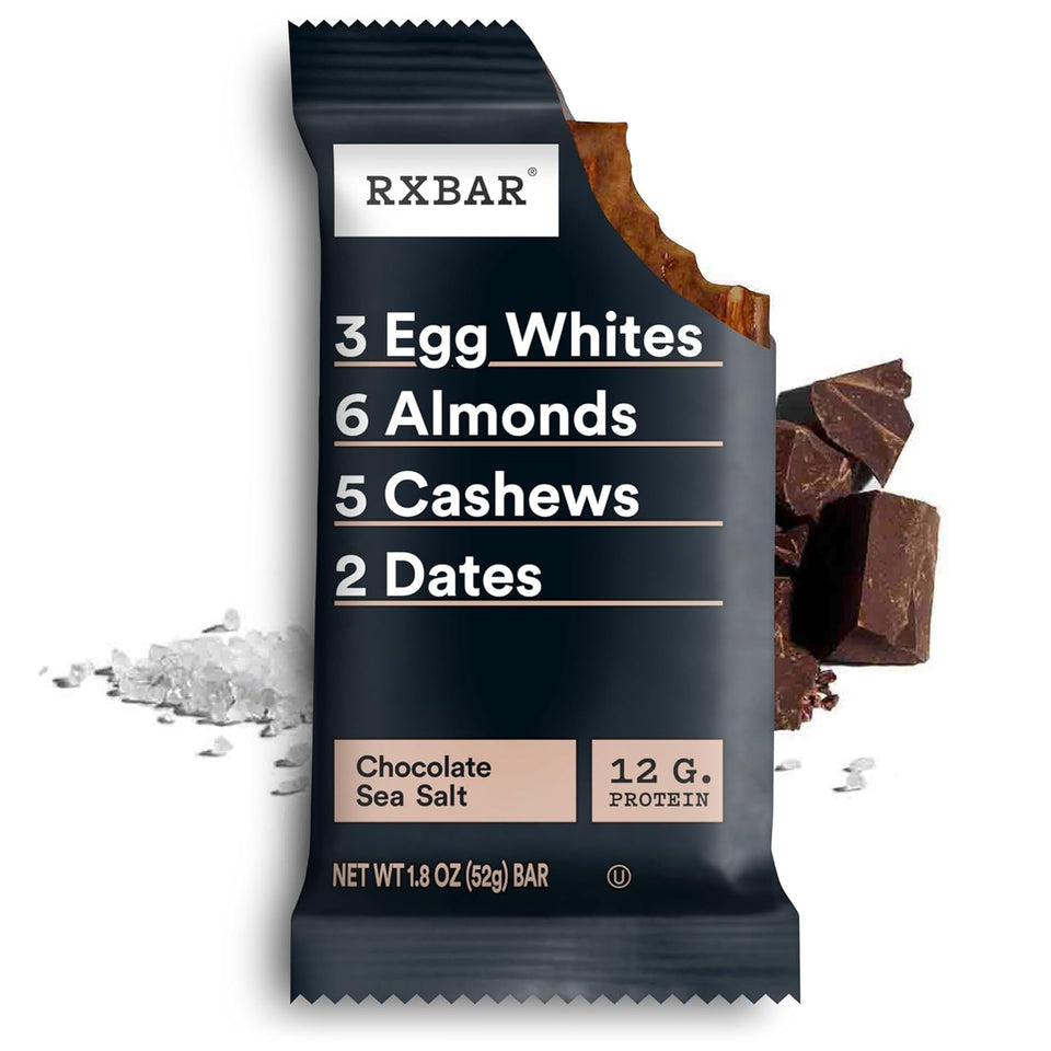 RXBAR Chocolate Sea Salt Protein Snack Bars, 18.3oz Box (10 Count), Gluten Free, 12g Protein
