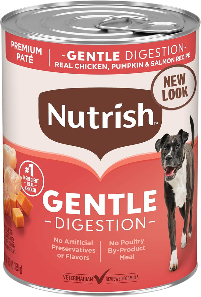 rachael ray nutrish gentle digestion premium paté wet dog food real chicken pumpkin & salmon recipe 12 count
