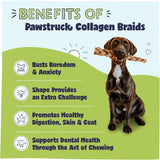 Pawstruck natural collagen braids for dogs, 3 pack, long-lasting rawhide alternative with chondroitin and glucosamine, 10-13 inches, large size