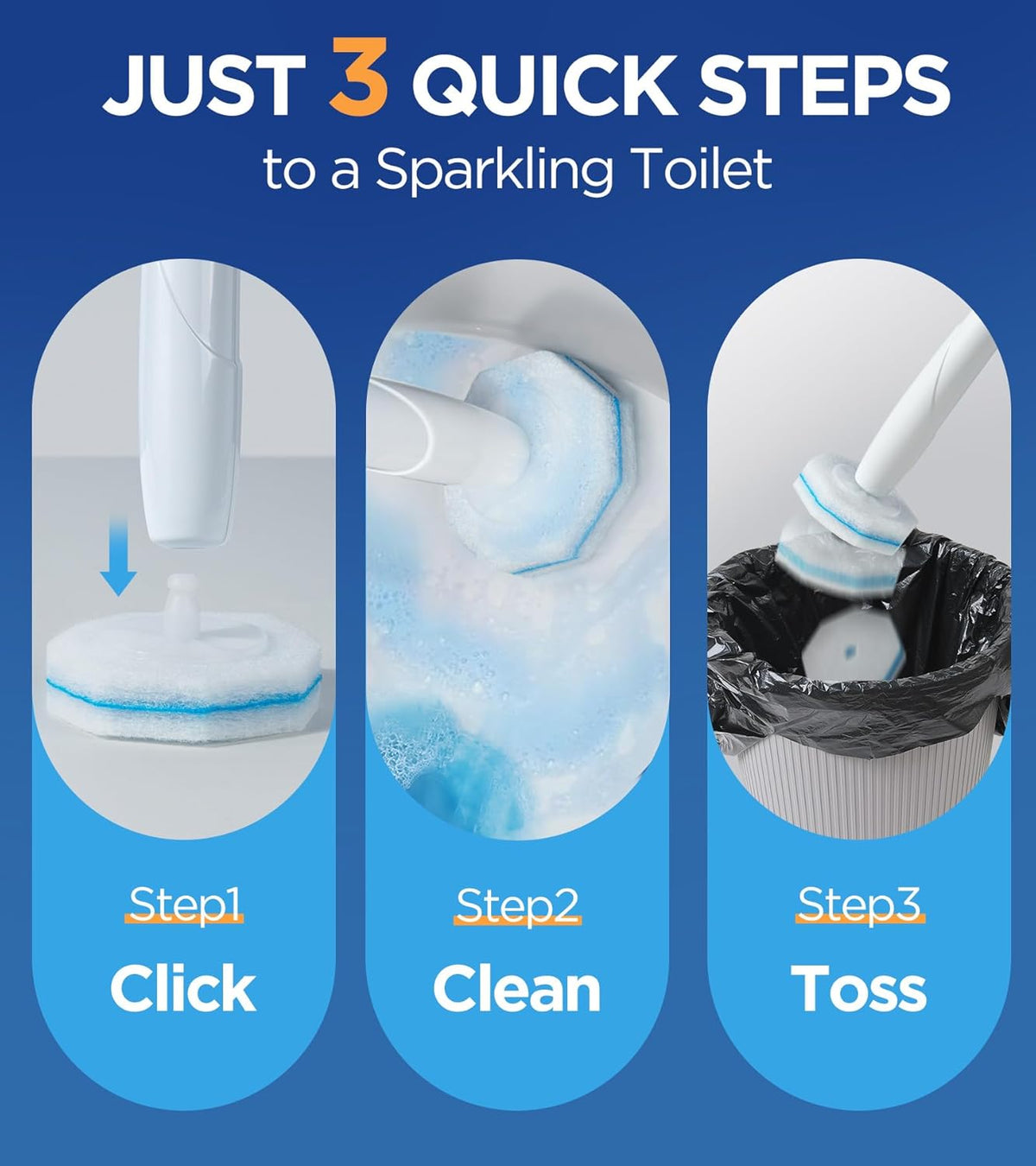 64 Count Toilet Wand Refills for Clorox Toilet Wand, 5X Cleaning Power Toilet Bowl Cleaners with Exclusive Formula, High-Density Disposable Toilet Brush Scrubber - No Falling Apart, Fresh Fragrance