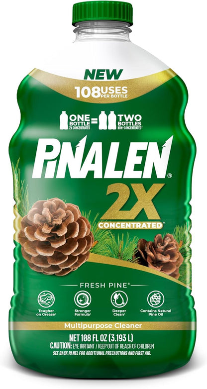 PINALEN 2X Max Aromas Concentrated Multipurpose Cleaner - Fresh Pine Scent - 108 fl oz - All Purpose Cleaner for Kitchen, Bathroom, Floors & Outdoors
