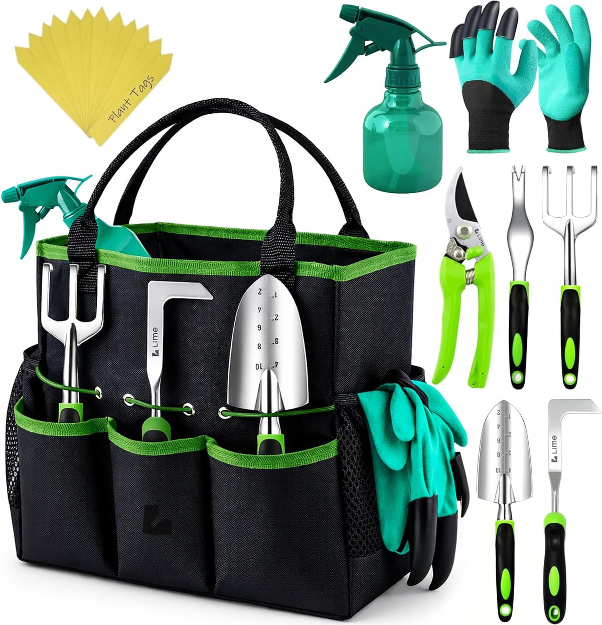 GROWIT Heavy Duty Gardening Tools - Gardening Gifts for Women, Men, Mom, Dad - Durable, Ergonomic Garden Tools Set