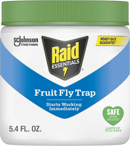 Raid Essentials Fruit Fly Trap for Indoors, Made with Essential Oils, Child and Pet Safe, 5.4 oz