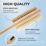 GUARD&MARINE Wooden Back Washer for Men & Women, Long Handle Shower & Bath Brush with Non-Slip Inserts