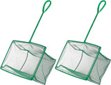 Pawfly green braided metal handle square aquarium net for fish tanks and small koi ponds