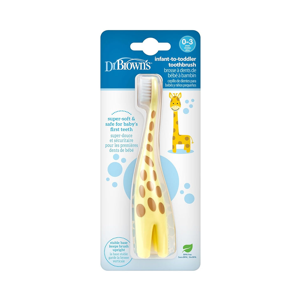 Dr. Brown's Infant-to-Toddler Toothbrush, BPA-Free, Soft Bristles, Ages 0-3, Giraffe Design