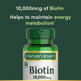Nature's Bounty Biotin Hair Skin and Nails Vitamins, Supports Healthy Hair, Skin and Nails, 10,000 mcg, 120 Softgels (Pack of 1)