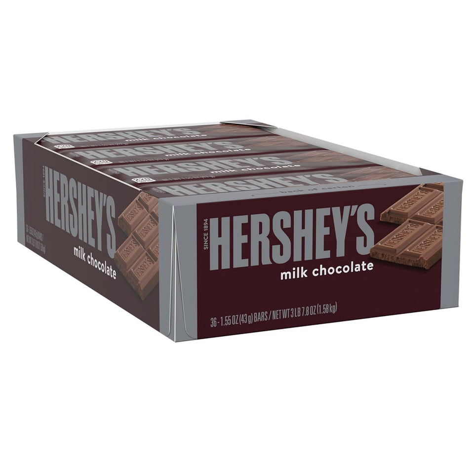 Hersheys milk chocolate bulk candy bars, 36 count, 1.55 oz each, kosher and gluten free