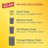 Glad 4 Gallon Small Trash Bags, Febreze Fresh Clean Scent and Quick-Tie Closures, 26 Count