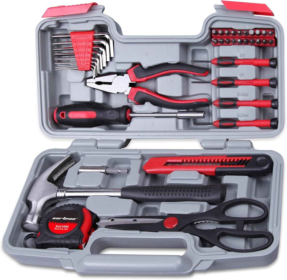 CARTMAN 39 Piece Tool Set General Household Hand Kit with Plastic Toolbox Storage Case Orange