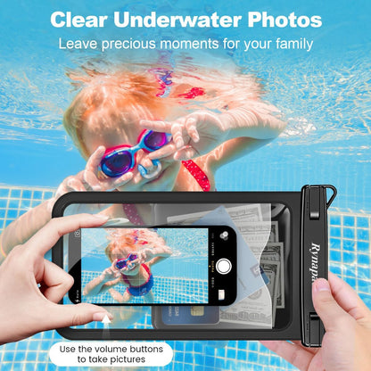 [Up to 10"] Large Waterproof Phone Pouch Bag - 2 Pack IPX8 Waterproof Phone Case for iPhone 17 16 15 Pro Max Galaxy S25 S24 Ultra, Touchscreen & Underwater Photography, Beach Cruise Travel Essentials