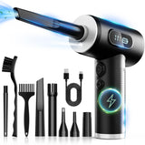 3-gear adjustable electric air duster with led light, rechargeable cordless air blower for keyboard cleaning (black)