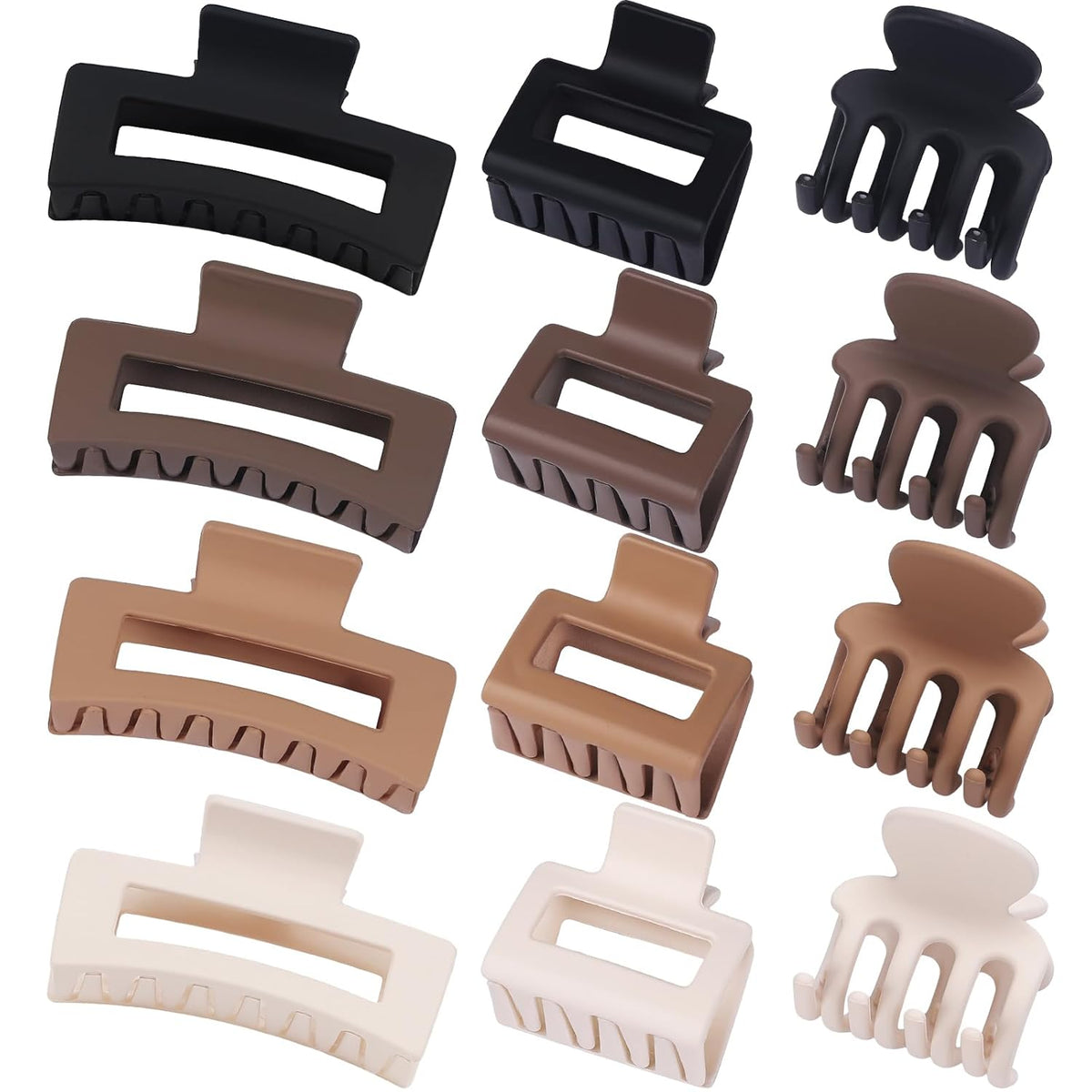 3 Styles Hair Clips for Women Small Medium Big Claw Clips for Thin Thick Hair 12 Pcs Hair Claw Clips Hair Clips Combination Hair Accessories for Women (Brown)