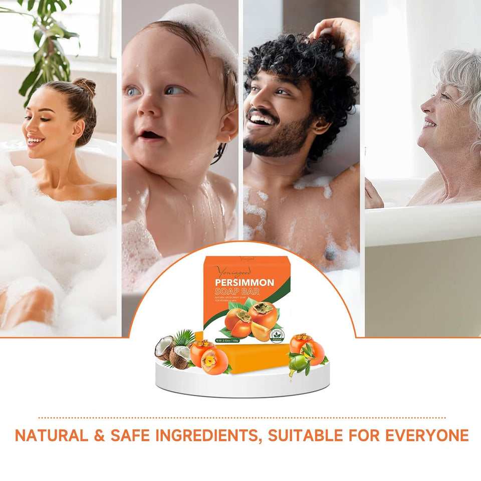 Natural persimmon soap bar for body odor control and deodorant use