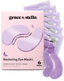 grace & stella Retinol Under Eye Patches for Puffy Eyes & Dark Circles - Restoring Gel Under Eye Masks with Hyaluronic Acid - Purple, 24 Pairs for Women