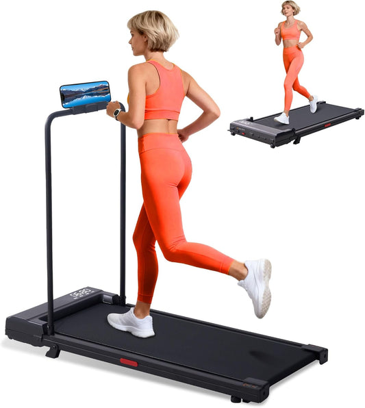 Walking Pad Treadmill with Handle Bar, 2026 Upgrade Portable Under Desk Treadmill for Home Small with Handles, 3.0HP Walking Pad for Home, 0.6-7.6MPH, 350LBS