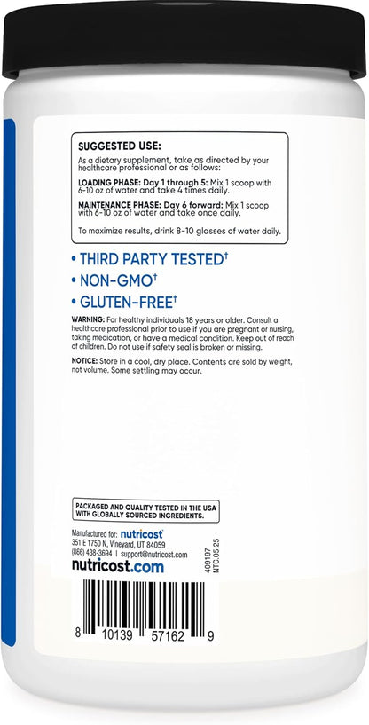Nutricost Creatine Monohydrate Micronized Powder 500G, 5000mg Per Serv (5g) - 100 Servings, 17.9 Oz