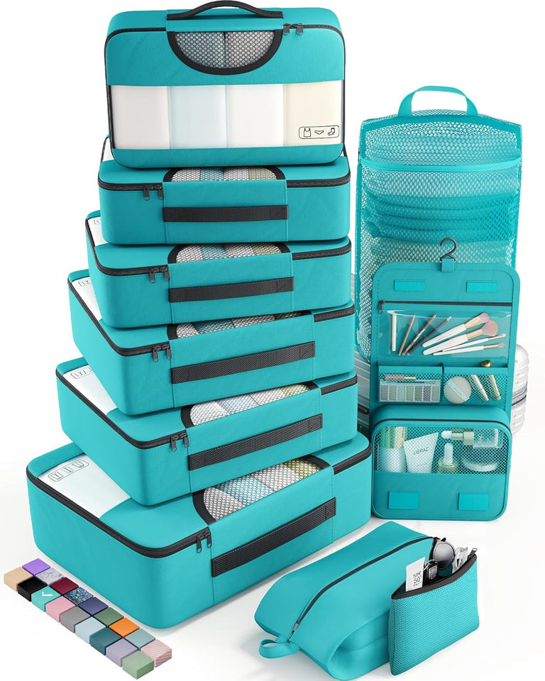 vekens 8-set packing cubes nylon organizer bags for beach vacation cruise ship travel essentials suitcase