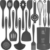 Silicone Cooking Utensils Set - 446°F Heat Resistant Kitchen Utensils,Turner Tongs,Spatula,Spoon,Brush,Whisk,Kitchen Utensil Gadgets Tools Set for Nonstick Cookware,Dishwasher Safe (BPA Free)