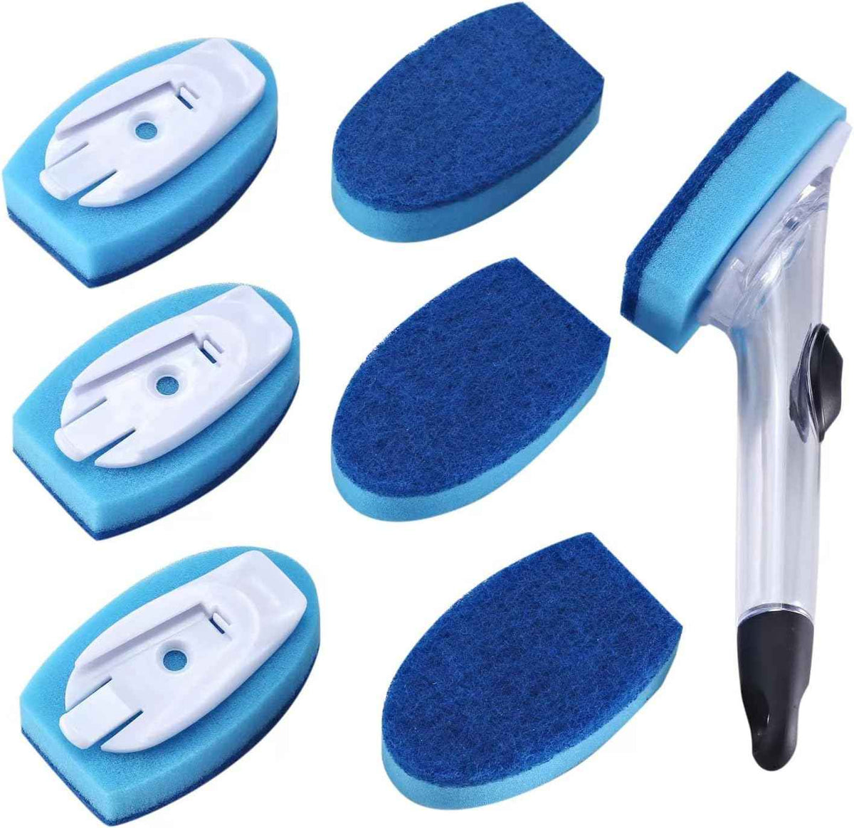 Dish wand with 7 pack dishwashing sponge refills for comfortable household cleaning and convenience