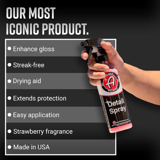 Adam's 16 fl. oz Detail Spray - Quick Waterless Car Detailer, Polisher, Clay Bar, & Car Wax Booster