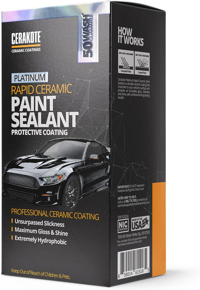 cerakote platinum rapid ceramic paint sealant spray, 14 oz, 50 wash rating, maximum gloss & shine