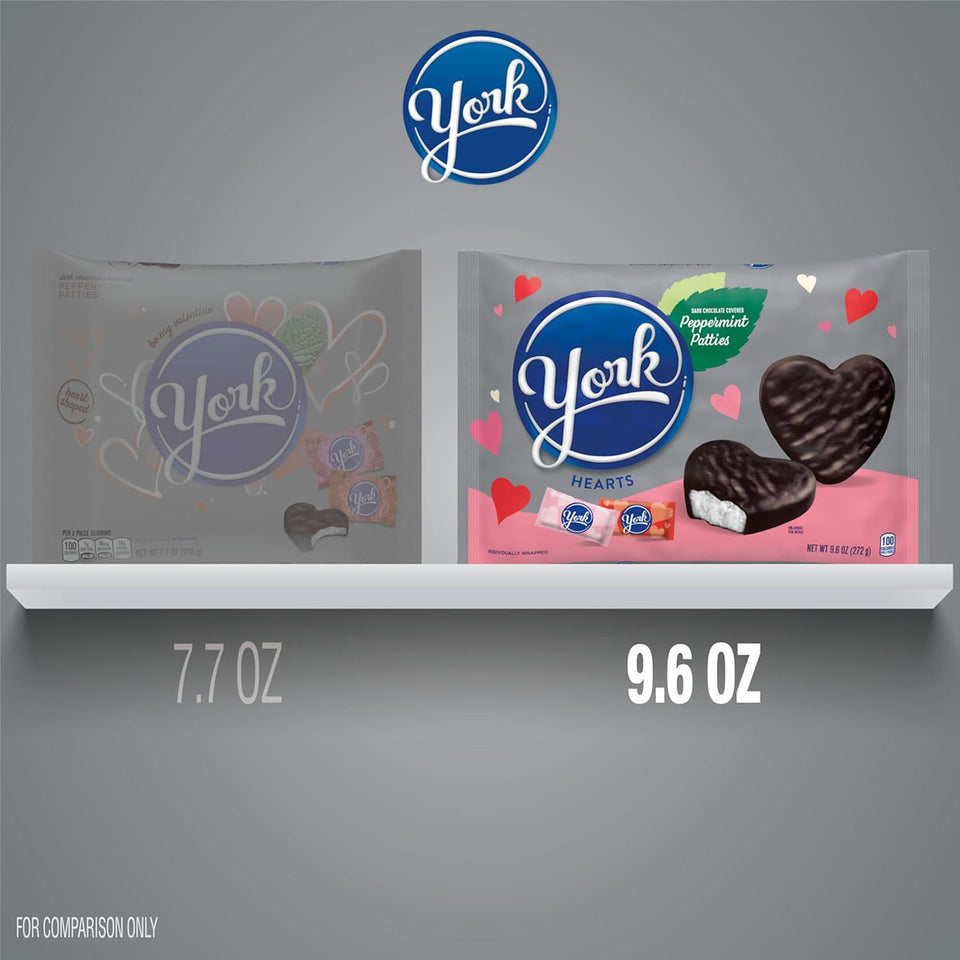 york dark chocolate peppermint patties hearts 9.6 oz valentine's candy gift bag