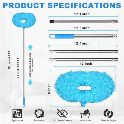 Storystore Ceiling Fan Cleaner Duster with Adjustable Extension Pole and Removable Fan Blade Cleaner 13 to 49.7 inches Blue