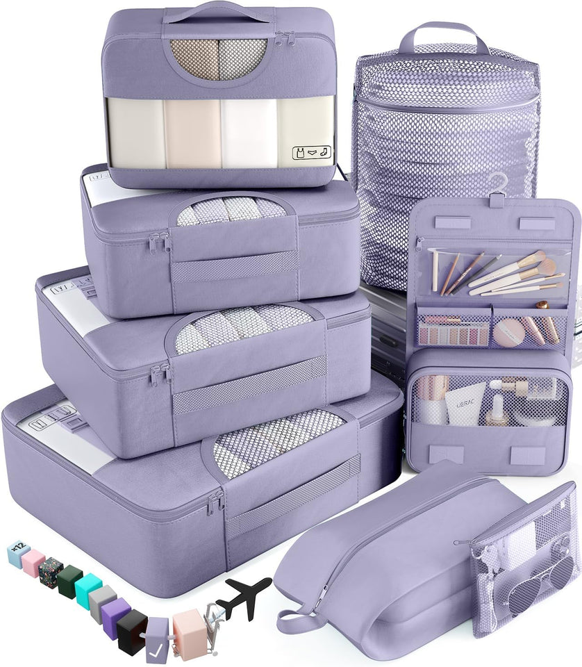 vekens 8-set packing cubes nylon organizer bags for beach vacation cruise ship travel essentials suitcase