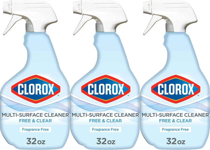 Clorox Free & Clear Multi-Surface Cleaner, Fragrance-Free, 32 Fluid Ounces, Pack of 3