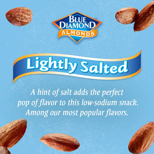 blue diamond lightly salted almonds, 16 oz resealable bag, low sodium snack nuts